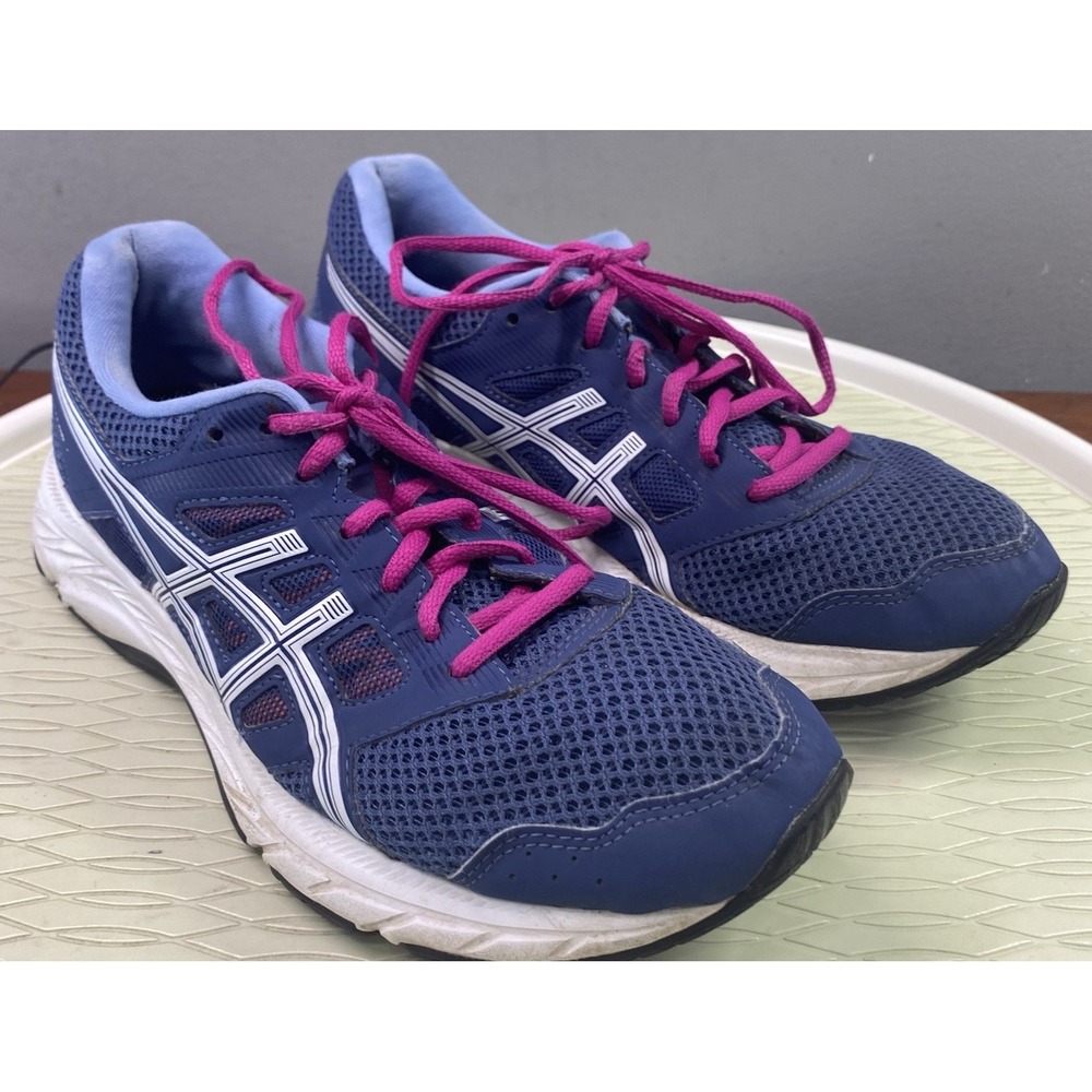 Asics Gel-Contend 5 Women Running Sneakers Navy Blue & White Shoes 8.5